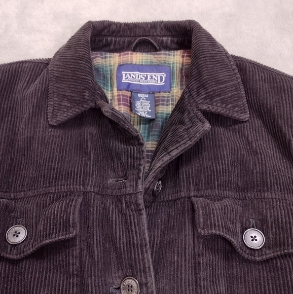 Lands' End Dark Brown Button Down Corduroy Fleece Lined Jacket Sz S - Picture 4 of 14